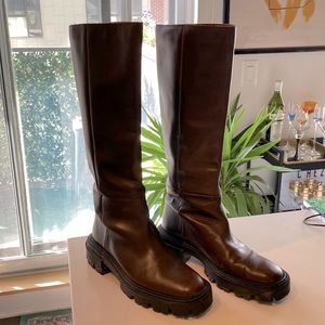 Zara brown tall leather boots